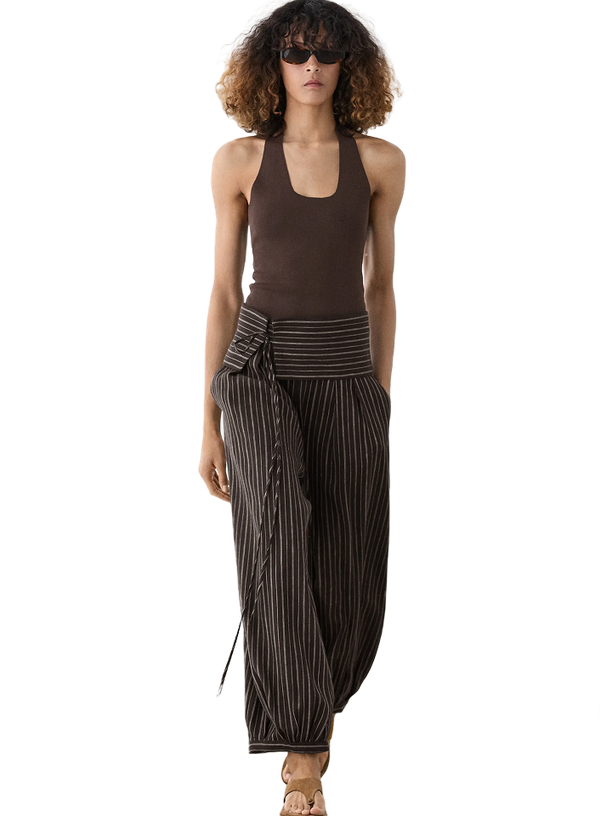 Massimo Dutti Брюки Striped Sarouel with Cummerbund Detail