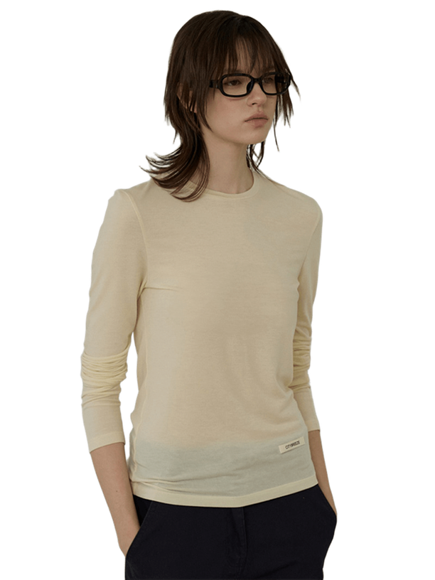 Citybreeze Лонгслив Logo Label Wool Tencel Round Neck