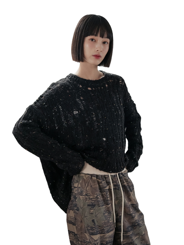 Highschool Disco Grunge nep knit (Black)
