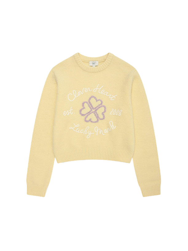Covernat Джемпер Clover Heart Graphic Knit Light Yellow