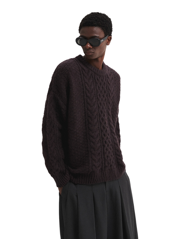 DNSR Twisted Cable Knitted Brown