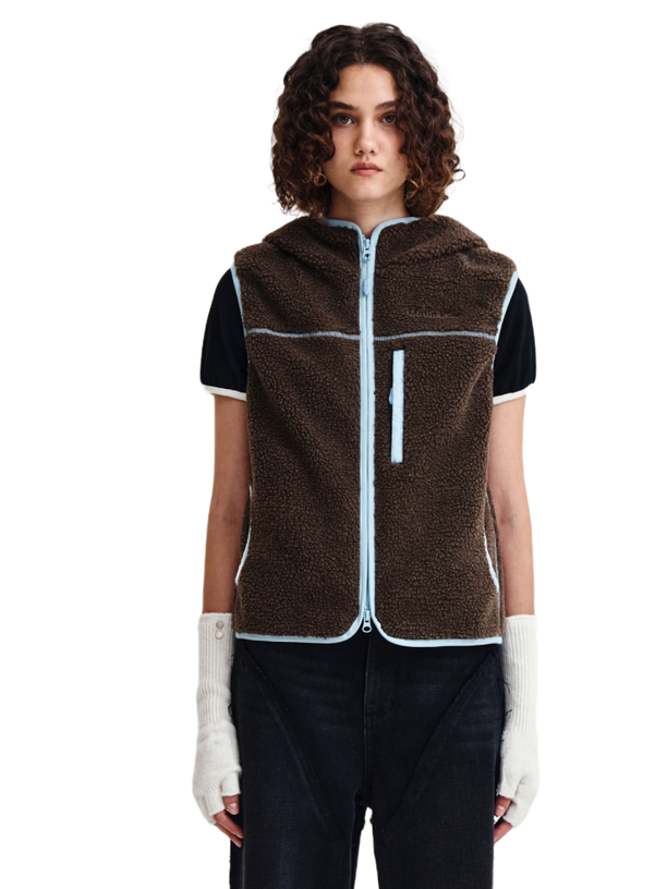 Matin Kim Жилетка FLEECE HOODY DARK BROWN