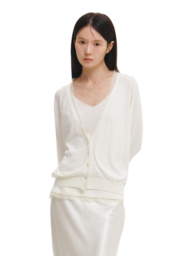 General Idea Комплект кардиган и топ Lace Trimming Sleeveless