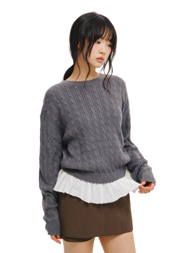 General Idea Пуловер Frill Layered Cable