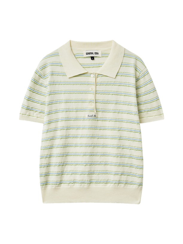 General Idea Поло Stripe Collar Half Knit