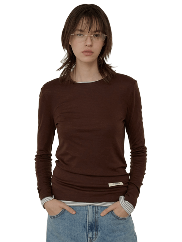 Citybreeze Лонгслив Logo Label Wool Tencel Round Neck