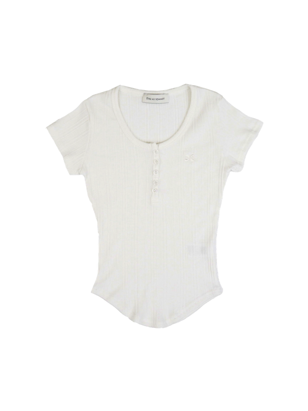 Etre Au Sommet HENLYNECK BUTTON RIB SHORT SLEEVE