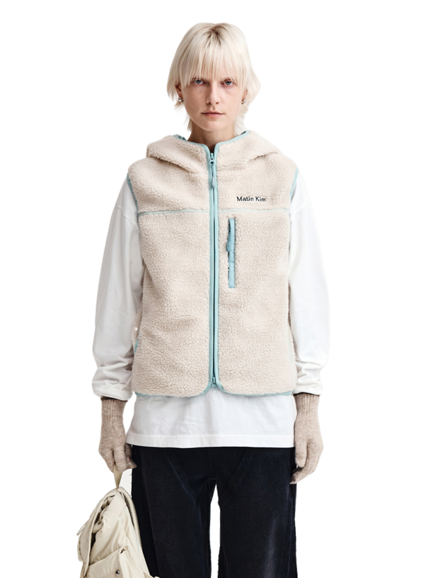 Matin Kim Жилетка FLEECE HOODY IVORY