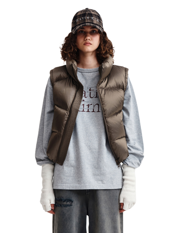 Matin Kim Жилетка UNBALANCE QUILTED DOWN KHAKI BROWN