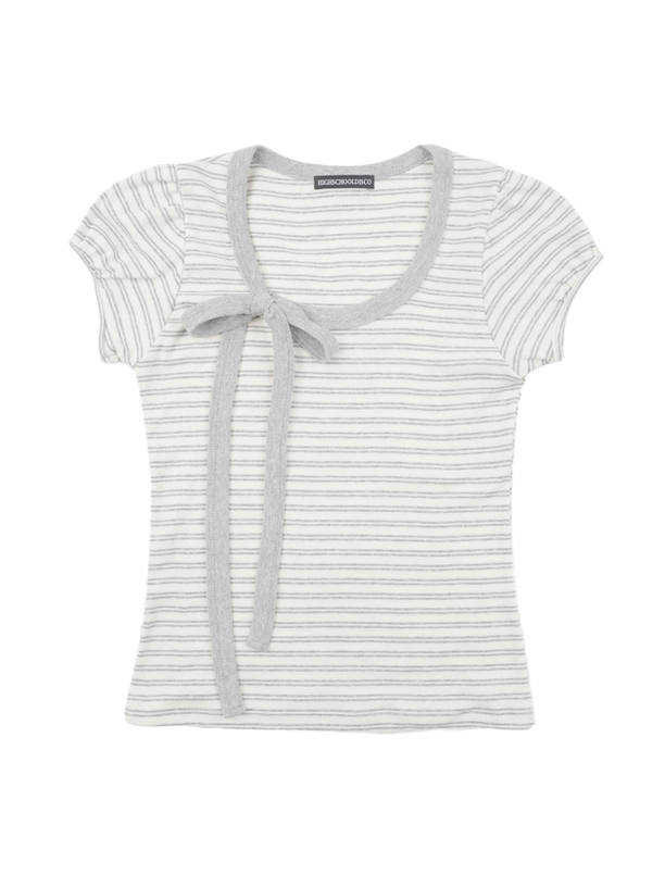 Highschool Disco Футболка Stripe Ribbon Puff Sleeve