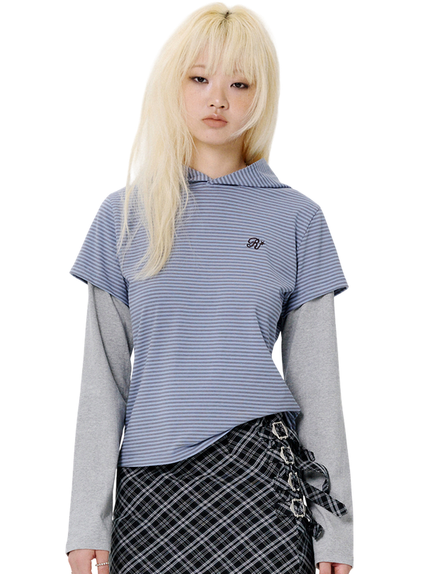 Running High Лонгслив Layered sleeve stripe hood tee