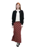vintage check long skirt