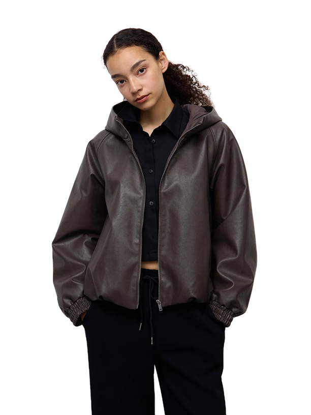 Uniqlo Куртка из экокожи GU Faux Leather Balloon Hem