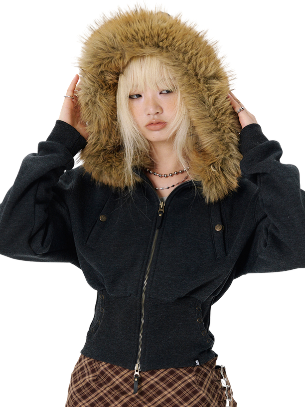 Running High Худи Fur zip up hoodie