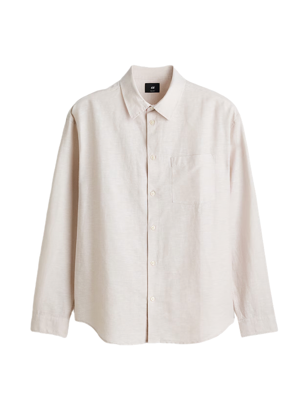 H&M Рубашка Relaxed Fit Linen Blend Shirt