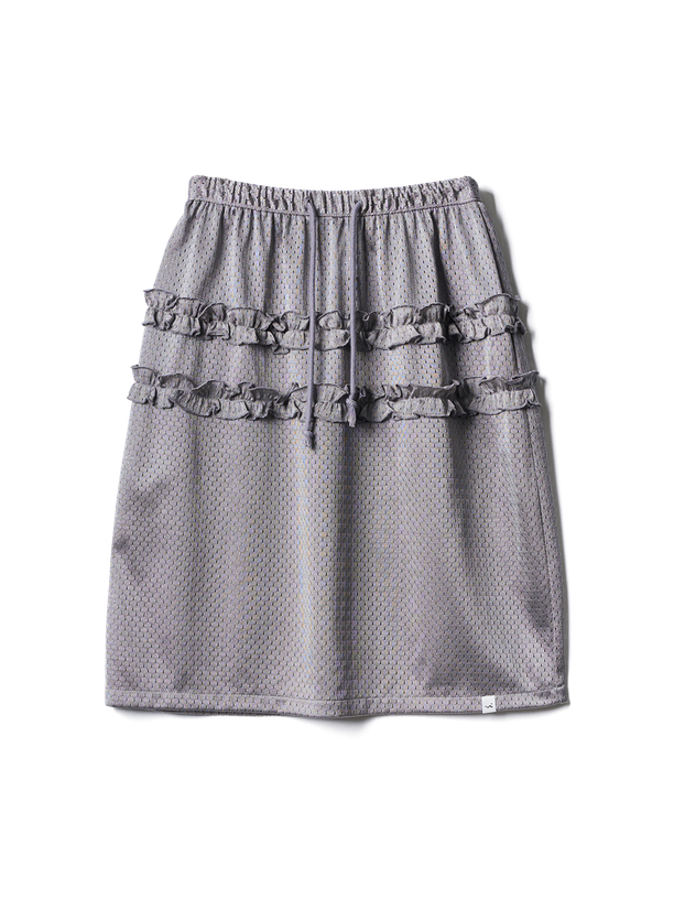 Poev Mesh Frill Midi Skirt