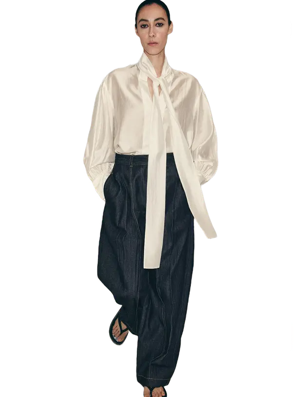 Zara Атласная рубашка с завязками — ZW COLLECTION