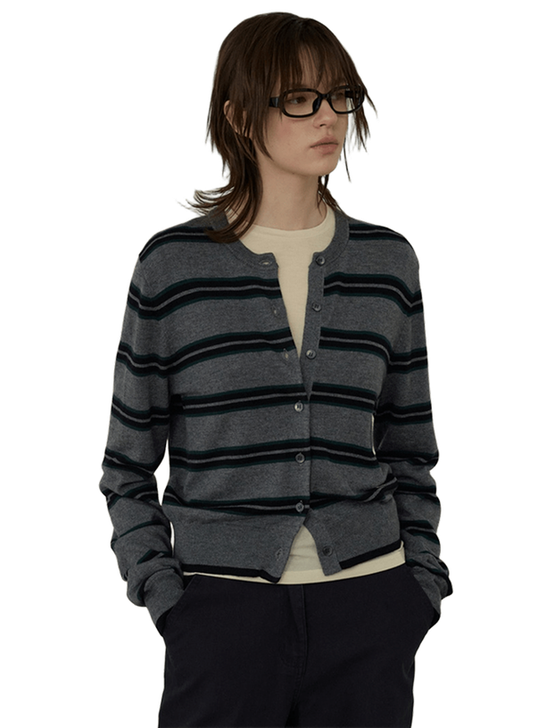 Citybreeze Кардиган Wool Round Neck Stripe Knit