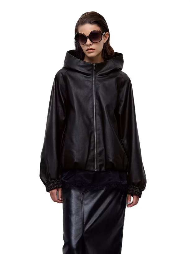 Uniqlo Куртка из экокожи GU Faux Leather Balloon Hem